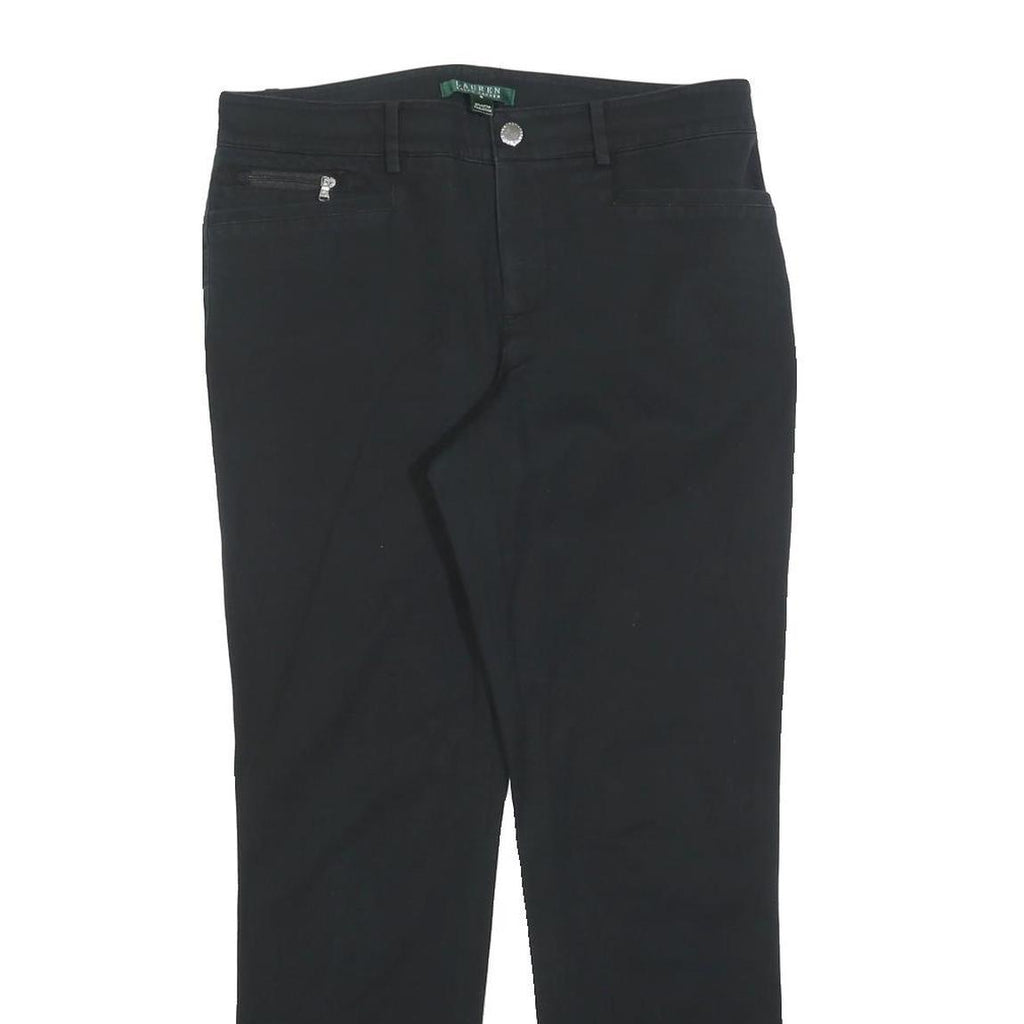 LAUREN RALPH LAUREN Womens Cotton Blend Black Slim Straight Trousers W30 L30