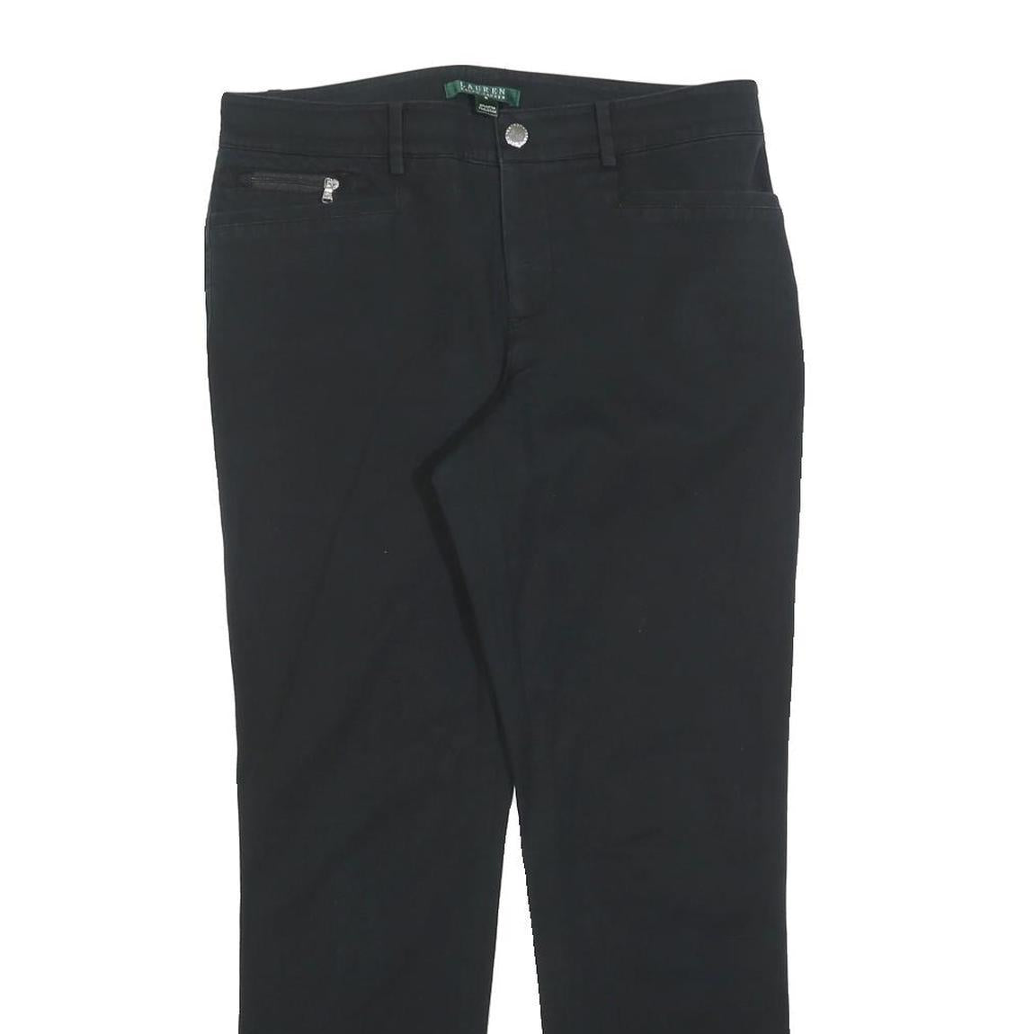 LAUREN RALPH LAUREN Womens Cotton Blend Black Slim Straight Trousers W30 L30