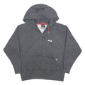 FILA Womens Grey Full Zip Hoodie M Cotton Blend Jersey Band Collar Pockets