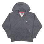FILA Womens Grey Full Zip Hoodie M Cotton Blend Jersey Band Collar Pockets
