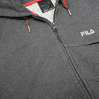 FILA Womens Grey Full Zip Hoodie M Cotton Blend Jersey Band Collar Pockets