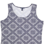 TOMMY HILFIGER Womens Blue Printed Sleeveless Scoop Neck Top XL Cotton Blend