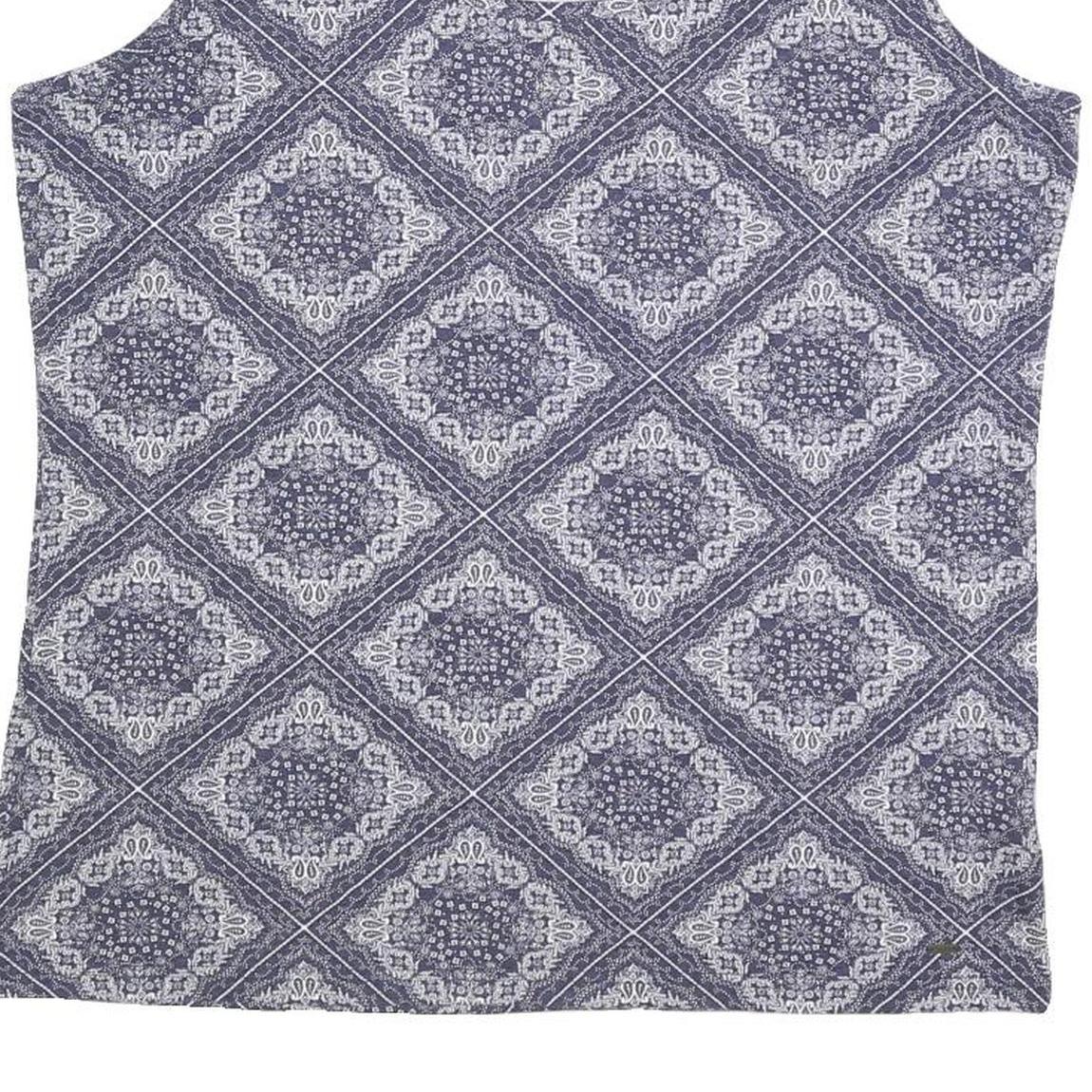 TOMMY HILFIGER Womens Blue Printed Sleeveless Scoop Neck Top XL Cotton Blend