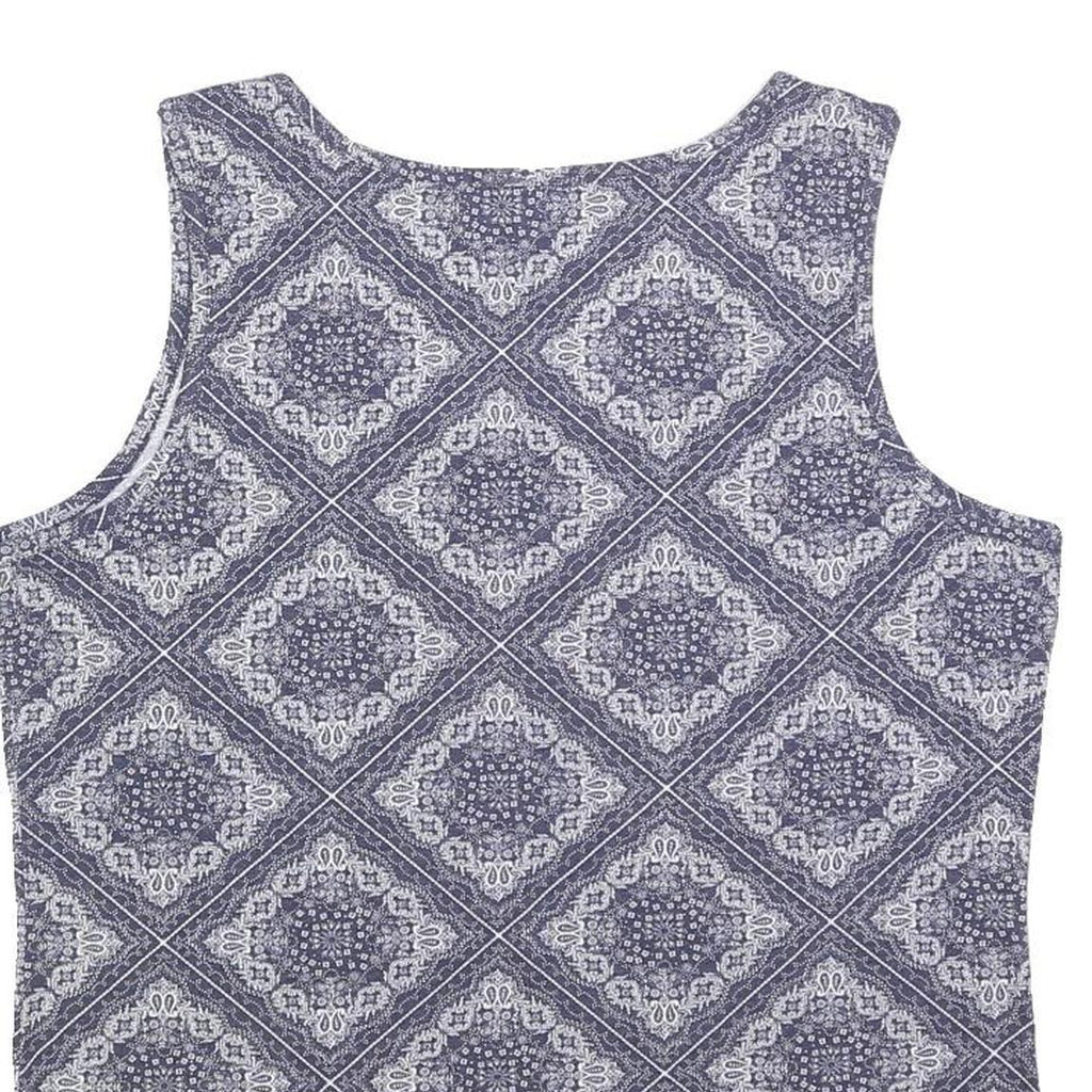 TOMMY HILFIGER Womens Blue Printed Sleeveless Scoop Neck Top XL Cotton Blend