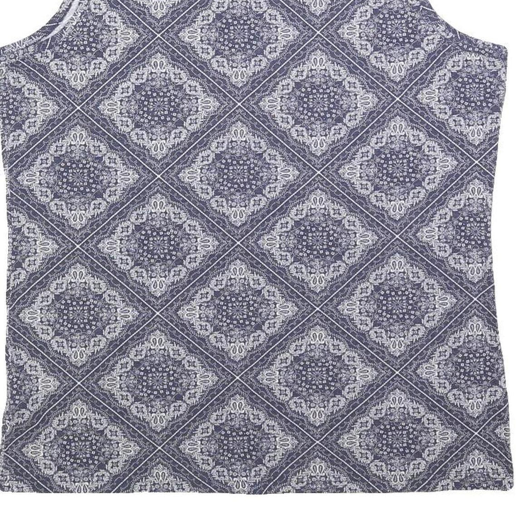 TOMMY HILFIGER Womens Blue Printed Sleeveless Scoop Neck Top XL Cotton Blend