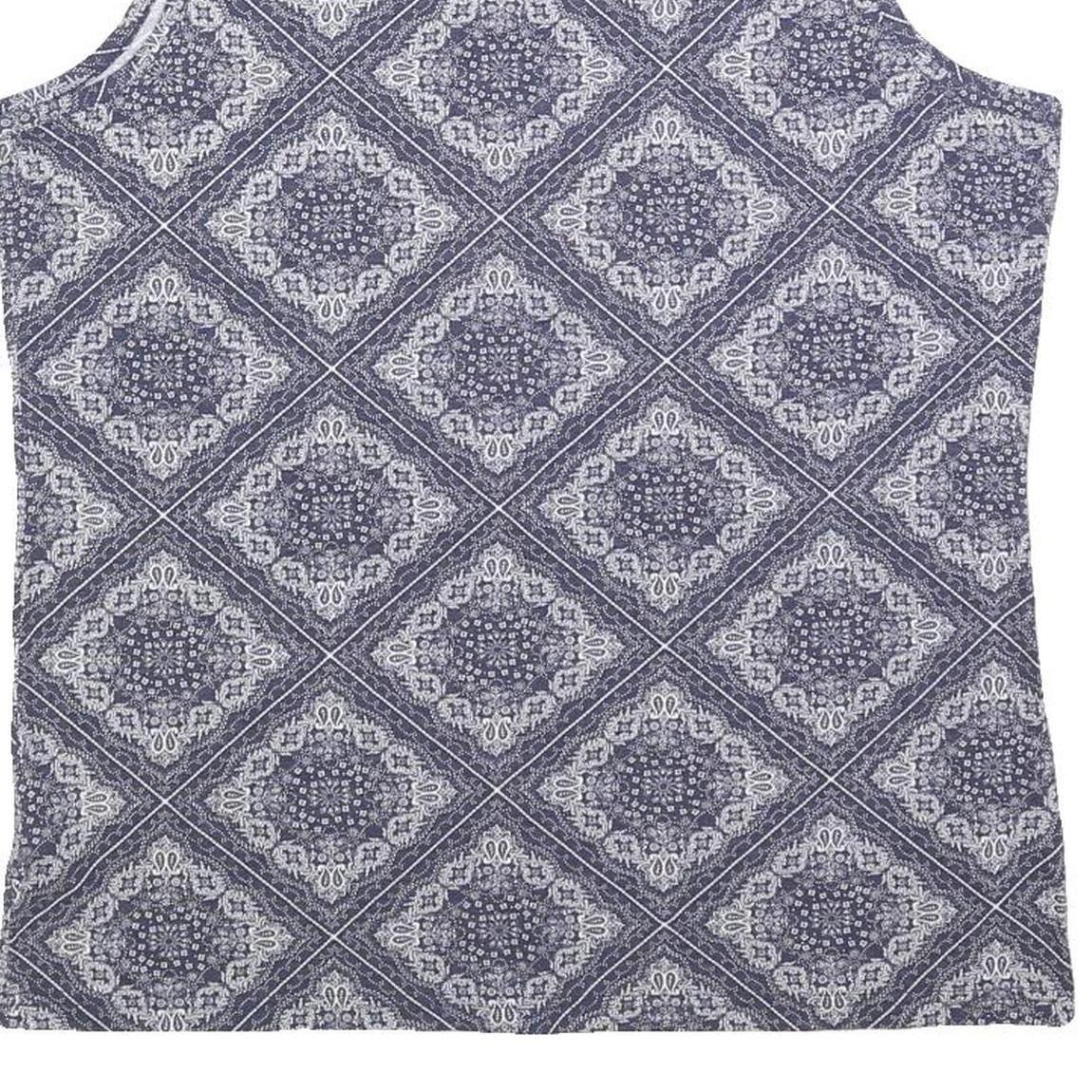 TOMMY HILFIGER Womens Blue Printed Sleeveless Scoop Neck Top XL Cotton Blend