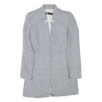 ZARA Womens Grey Linen Blend Button Jacket S Tailored Classic Plain Lightweight