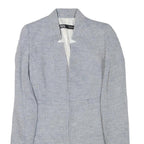 ZARA Womens Grey Linen Blend Button Jacket S Tailored Classic Plain Lightweight
