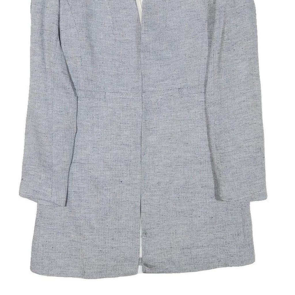 ZARA Womens Grey Linen Blend Button Jacket S Tailored Classic Plain Lightweight
