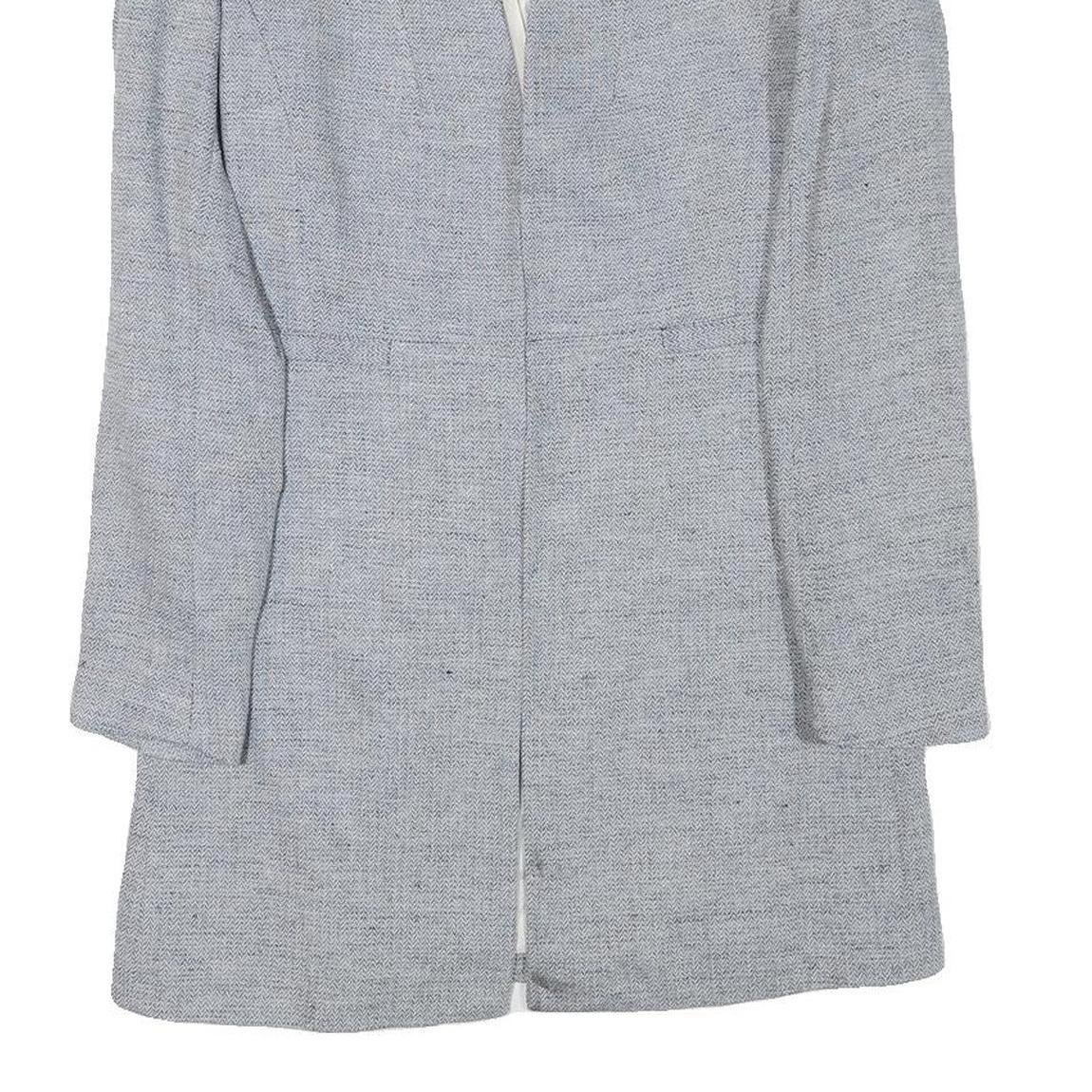 ZARA Womens Grey Linen Blend Button Jacket S Tailored Classic Plain Lightweight