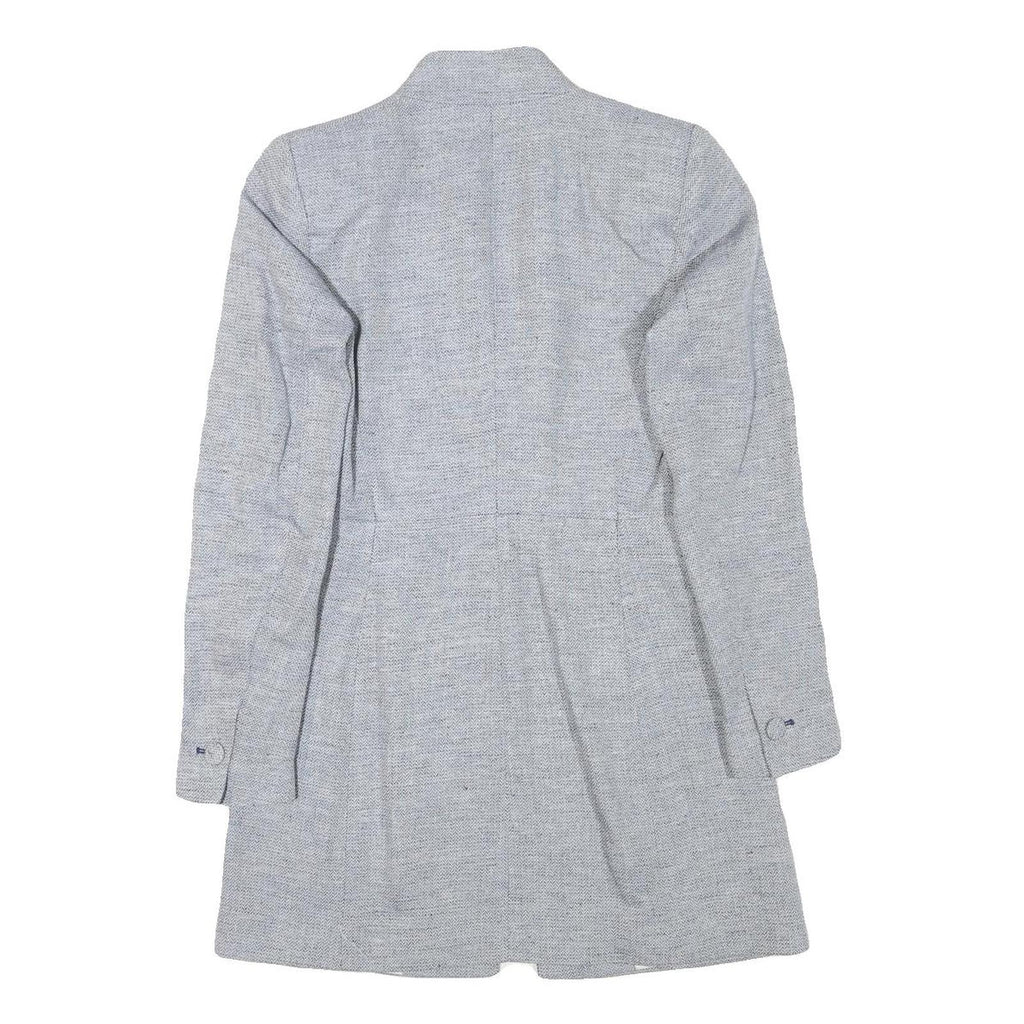 ZARA Womens Grey Linen Blend Button Jacket S Tailored Classic Plain Lightweight