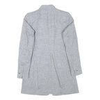 ZARA Womens Grey Linen Blend Button Jacket S Tailored Classic Plain Lightweight