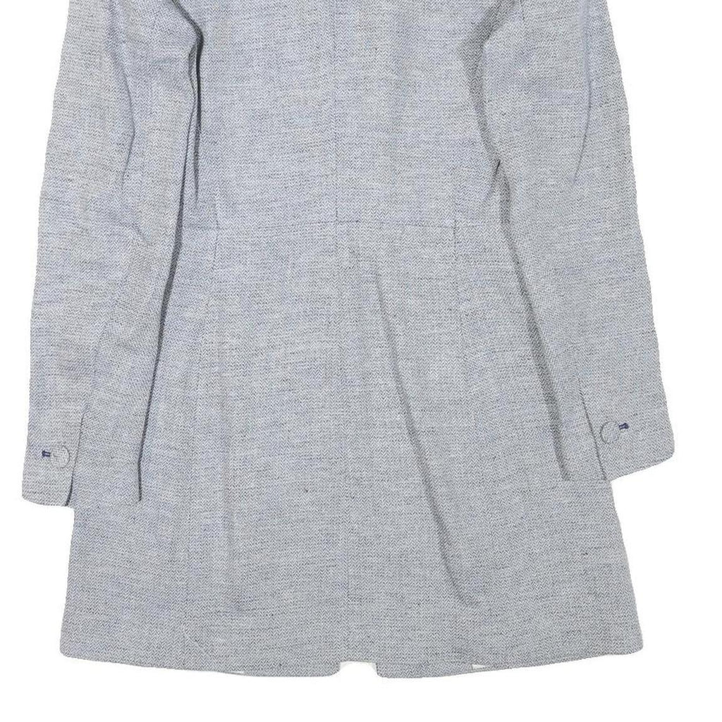 ZARA Womens Grey Linen Blend Button Jacket S Tailored Classic Plain Lightweight