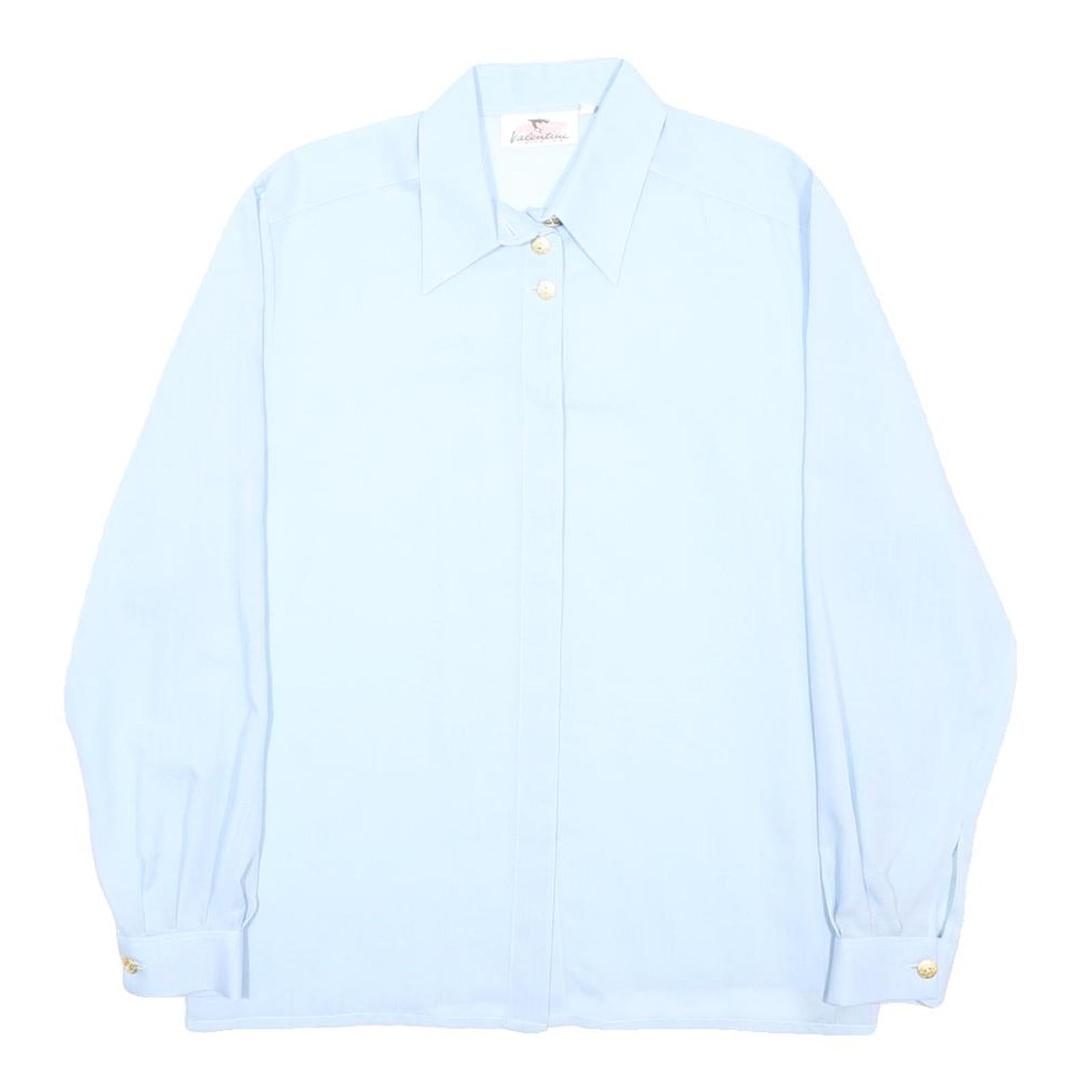 VALENTINE FASHION Womens Blue Wool Shirt L Stylish Classic Fit Button Detail