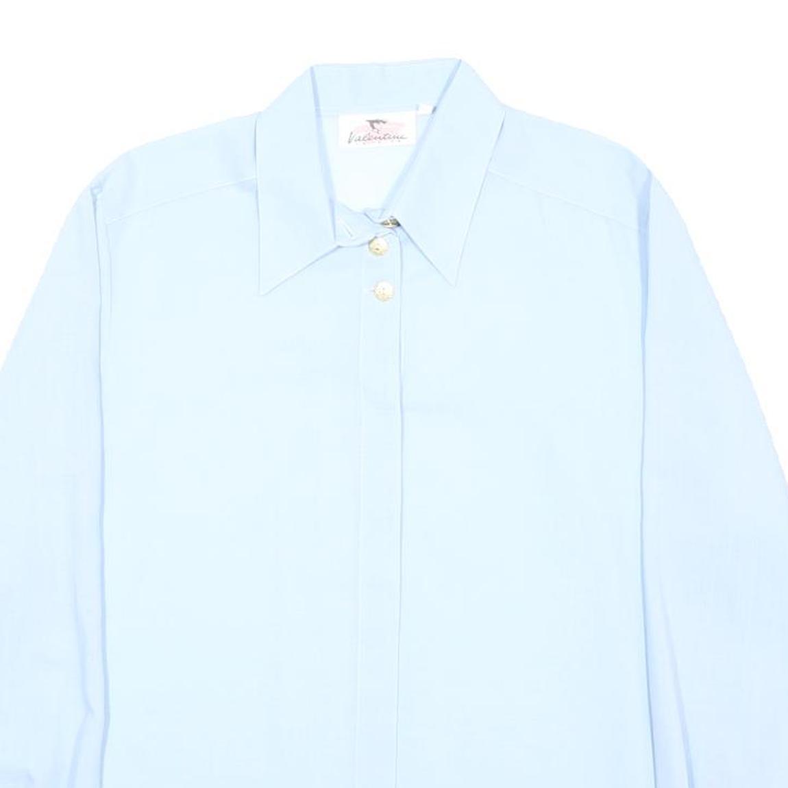 VALENTINE FASHION Womens Blue Wool Shirt L Stylish Classic Fit Button Detail