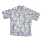 CROFT & BARROW Mens Blue Grey Patterned Shirt XL Cotton Blend Short Sleeve