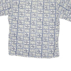 CROFT & BARROW Mens Blue Grey Patterned Shirt XL Cotton Blend Short Sleeve