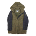 LEVI'S Womens Green & Navy Hooded Zip Jacket XS Polyester Blend Colourblock
