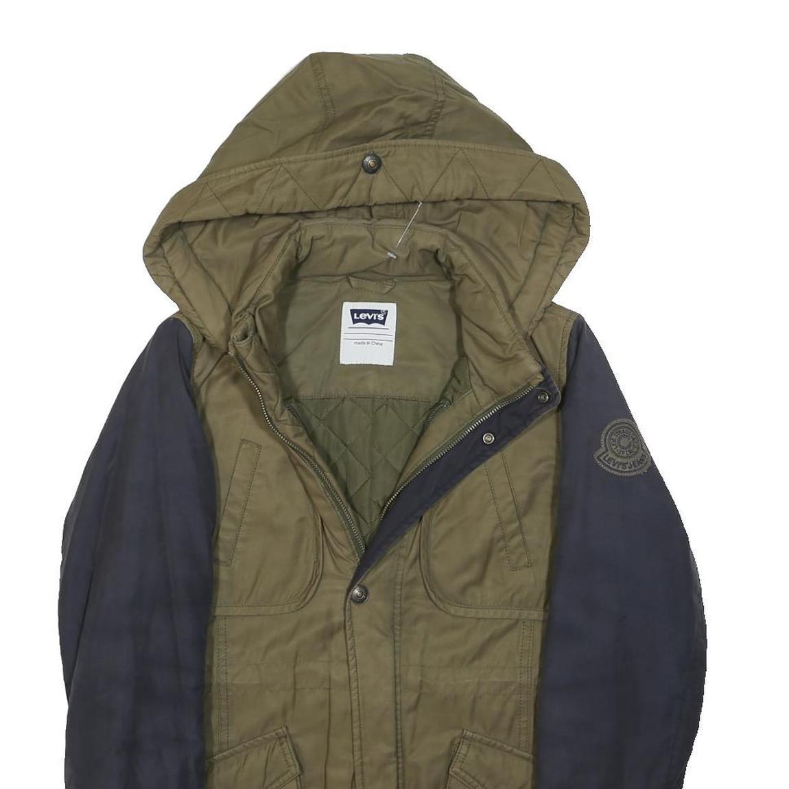LEVI'S Womens Green & Navy Hooded Zip Jacket XS Polyester Blend Colourblock