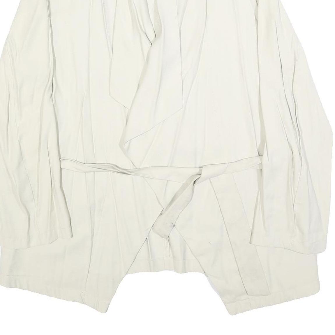 ZARA Womens White Jacket L Polyester Blend Drawstring Plain Stylish Lightweight