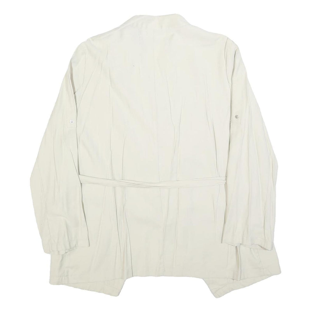 ZARA Womens White Jacket L Polyester Blend Drawstring Plain Stylish Lightweight