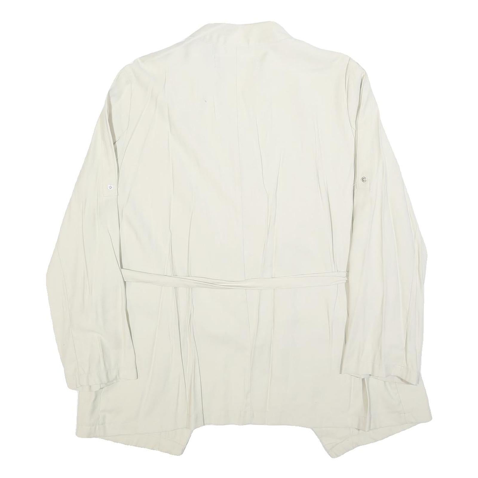 ZARA Womens White Jacket L Polyester Blend Drawstring Plain Stylish Lightweight
