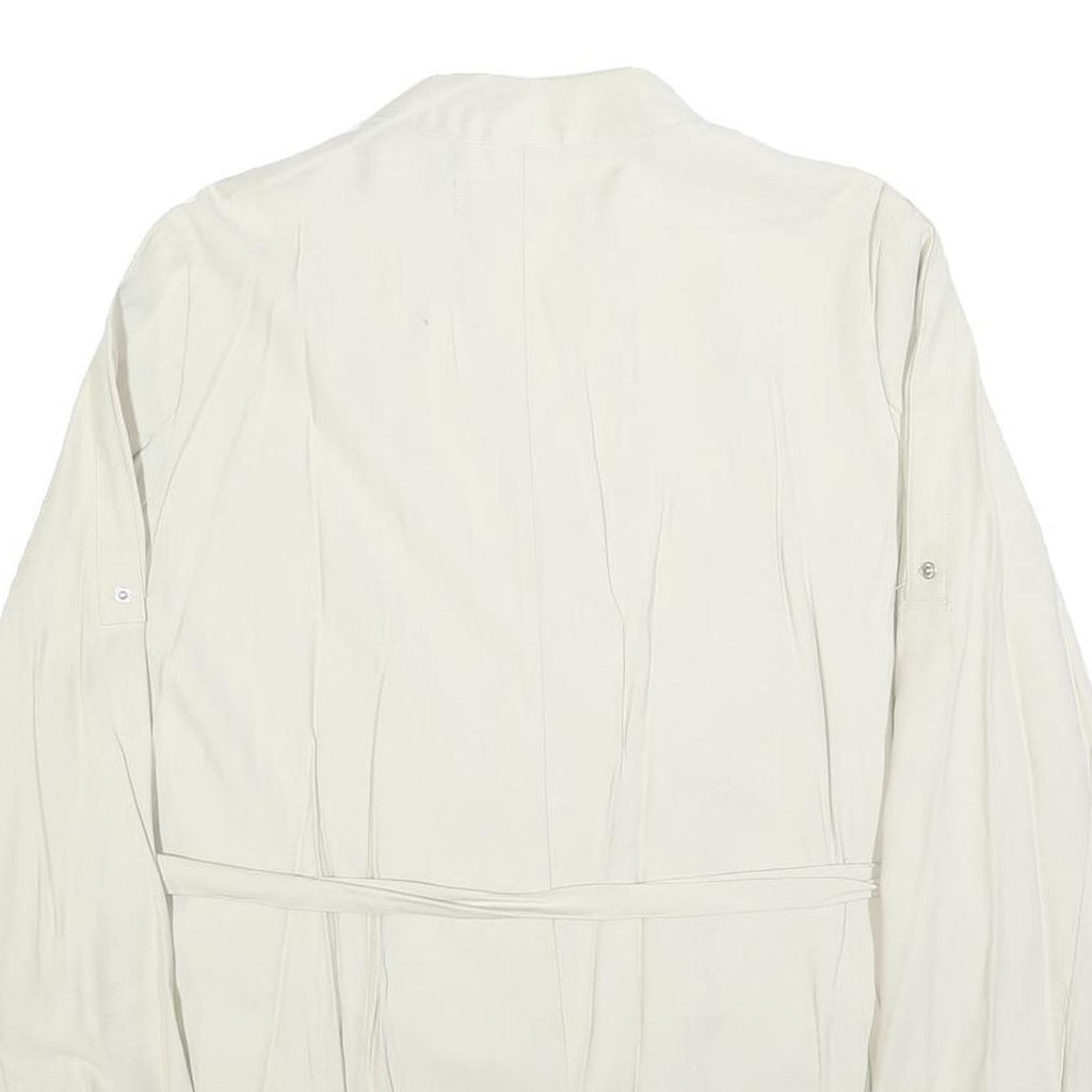 ZARA Womens White Jacket L Polyester Blend Drawstring Plain Stylish Lightweight