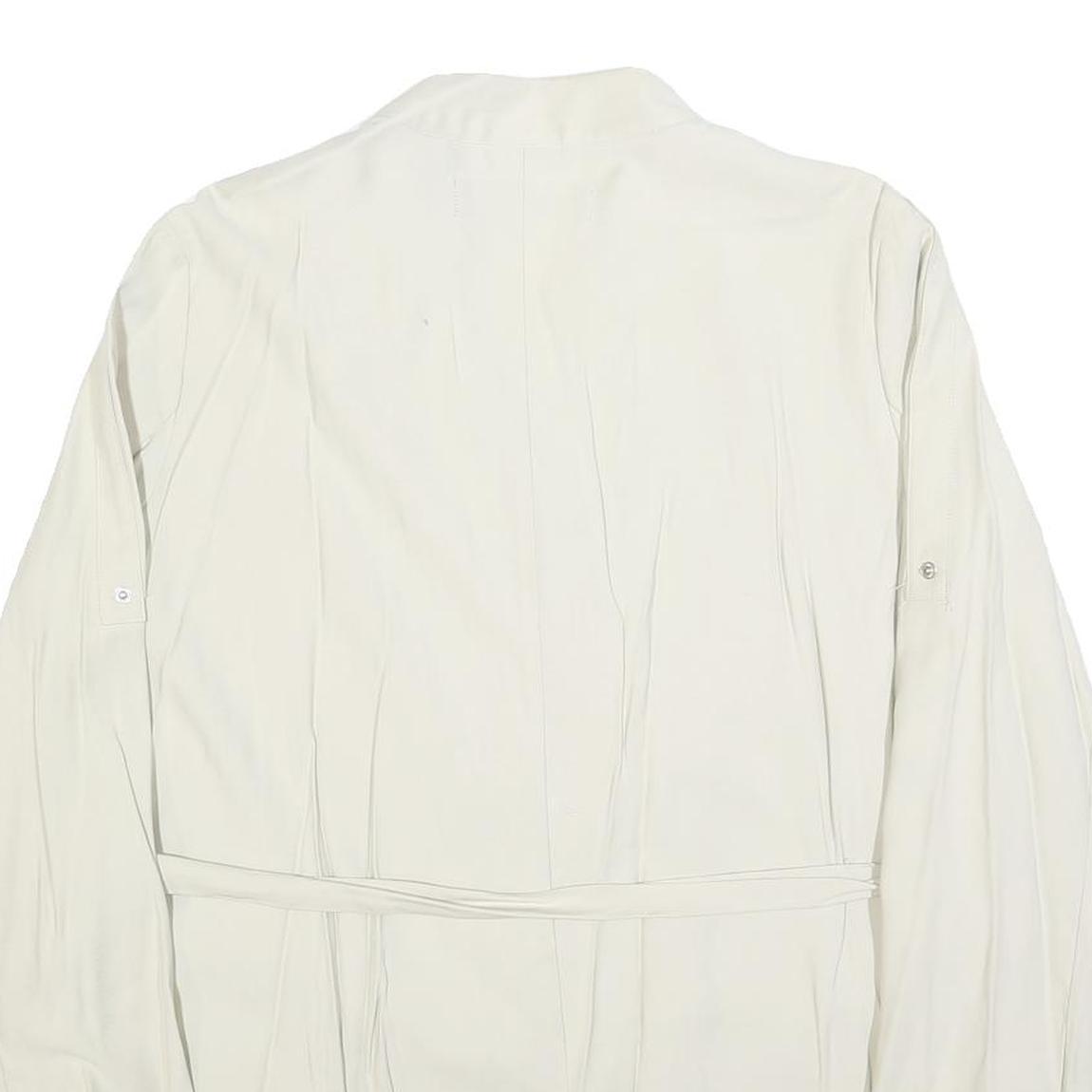 ZARA Womens White Jacket L Polyester Blend Drawstring Plain Stylish Lightweight