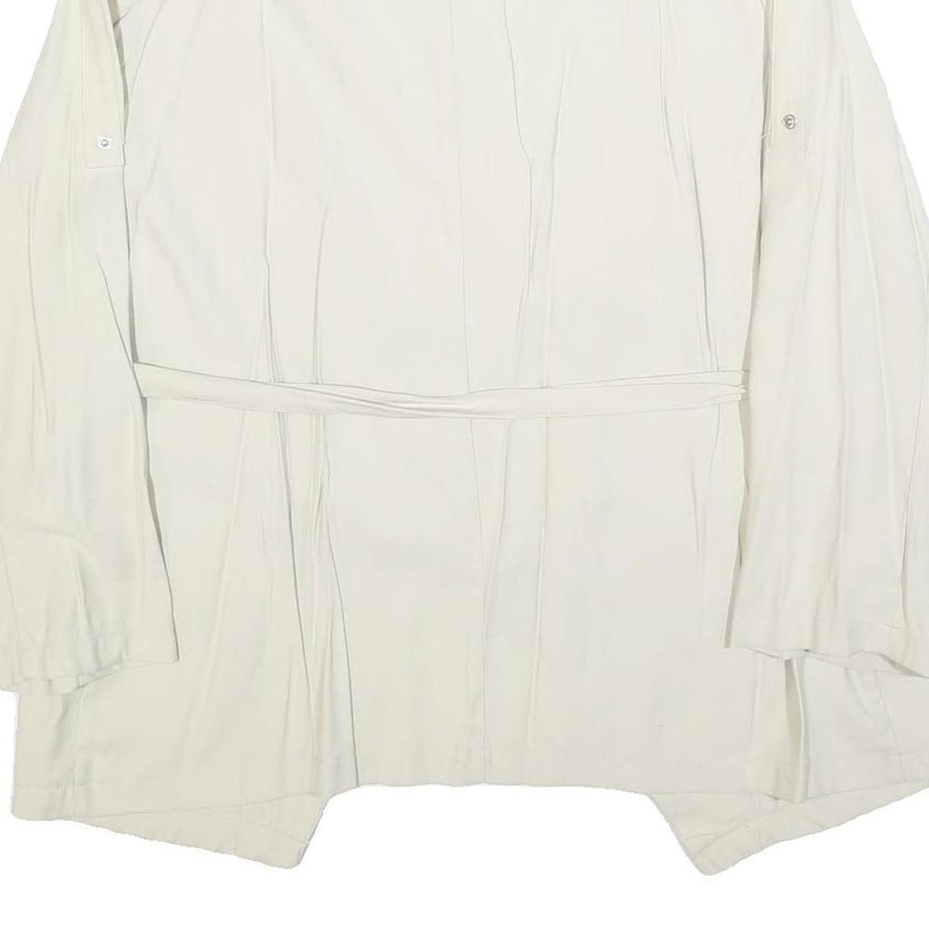 ZARA Womens White Jacket L Polyester Blend Drawstring Plain Stylish Lightweight