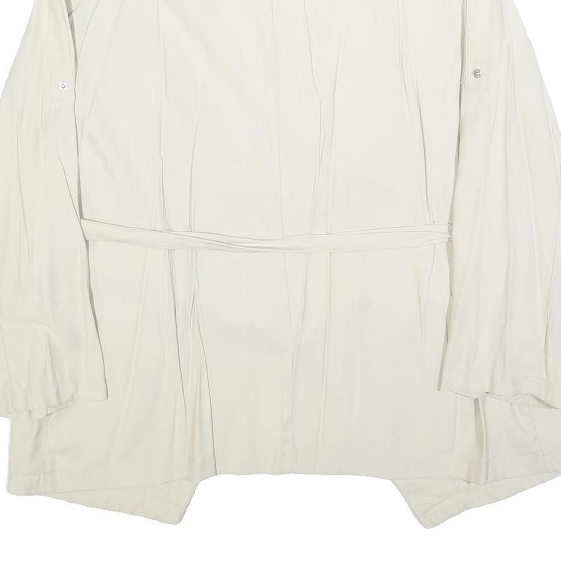 ZARA Womens White Jacket L Polyester Blend Drawstring Plain Stylish Lightweight