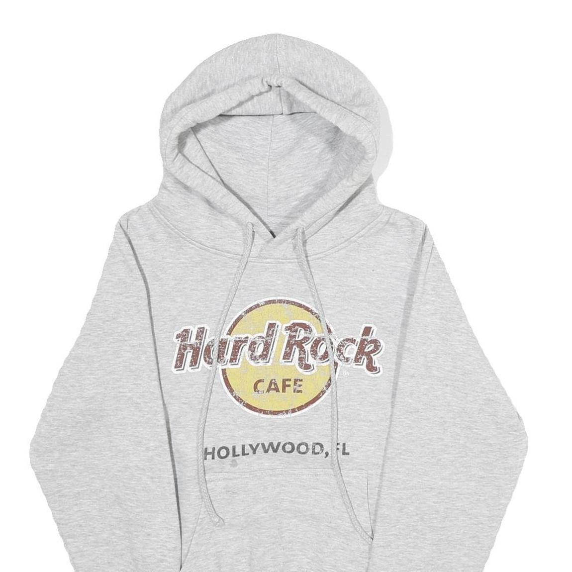 HARD ROCK CAFE Womens Grey Hoodie XS Hard Rock Hollywood Pullover Cotton Blend