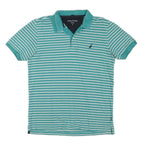 NAUTICA Womens Green & White Striped Short Sleeve Polo Shirt S Slim Fit