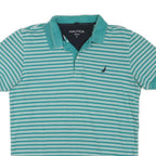 NAUTICA Womens Green & White Striped Short Sleeve Polo Shirt S Slim Fit