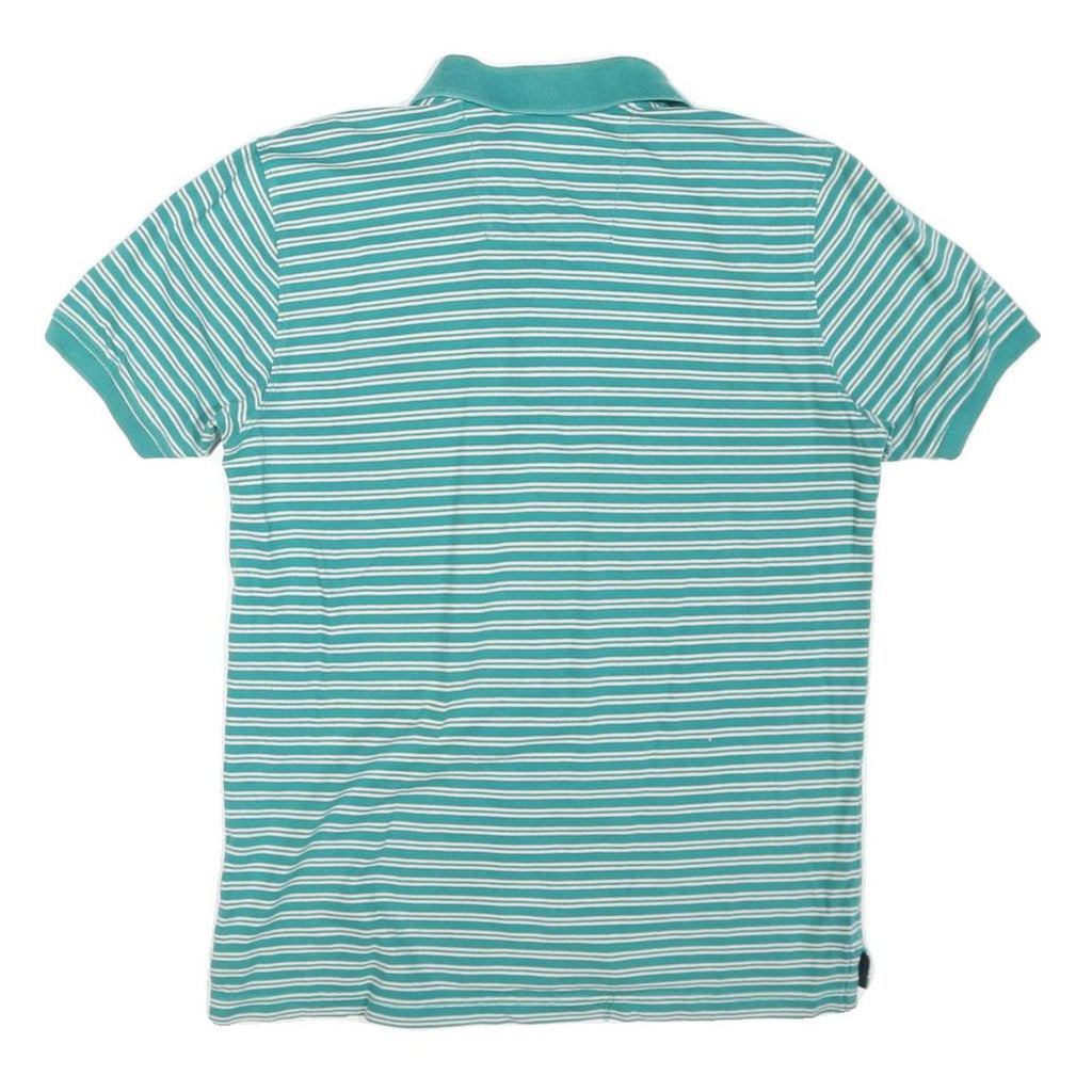 NAUTICA Womens Green & White Striped Short Sleeve Polo Shirt S Slim Fit