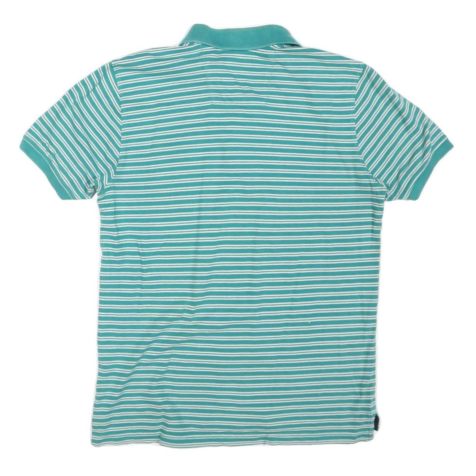 NAUTICA Womens Green & White Striped Short Sleeve Polo Shirt S Slim Fit
