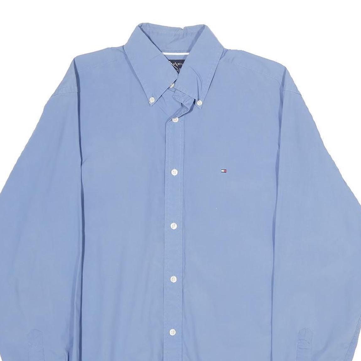 TOMMY HILFIGER Mens Blue Shirt S Classic Button Down Long Sleeve Cotton