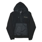 CHAMPION Mens Black Polyester Blend Quarter Zip Hoodie M Sherpa Style Pocket