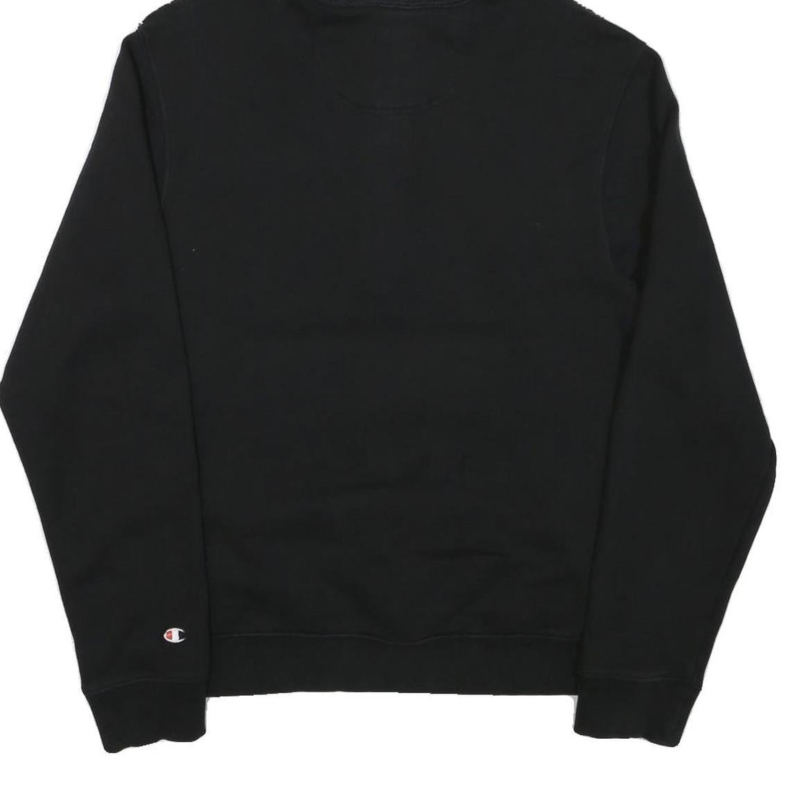 CHAMPION Mens Black Polyester Blend Quarter Zip Hoodie M Sherpa Style Pocket