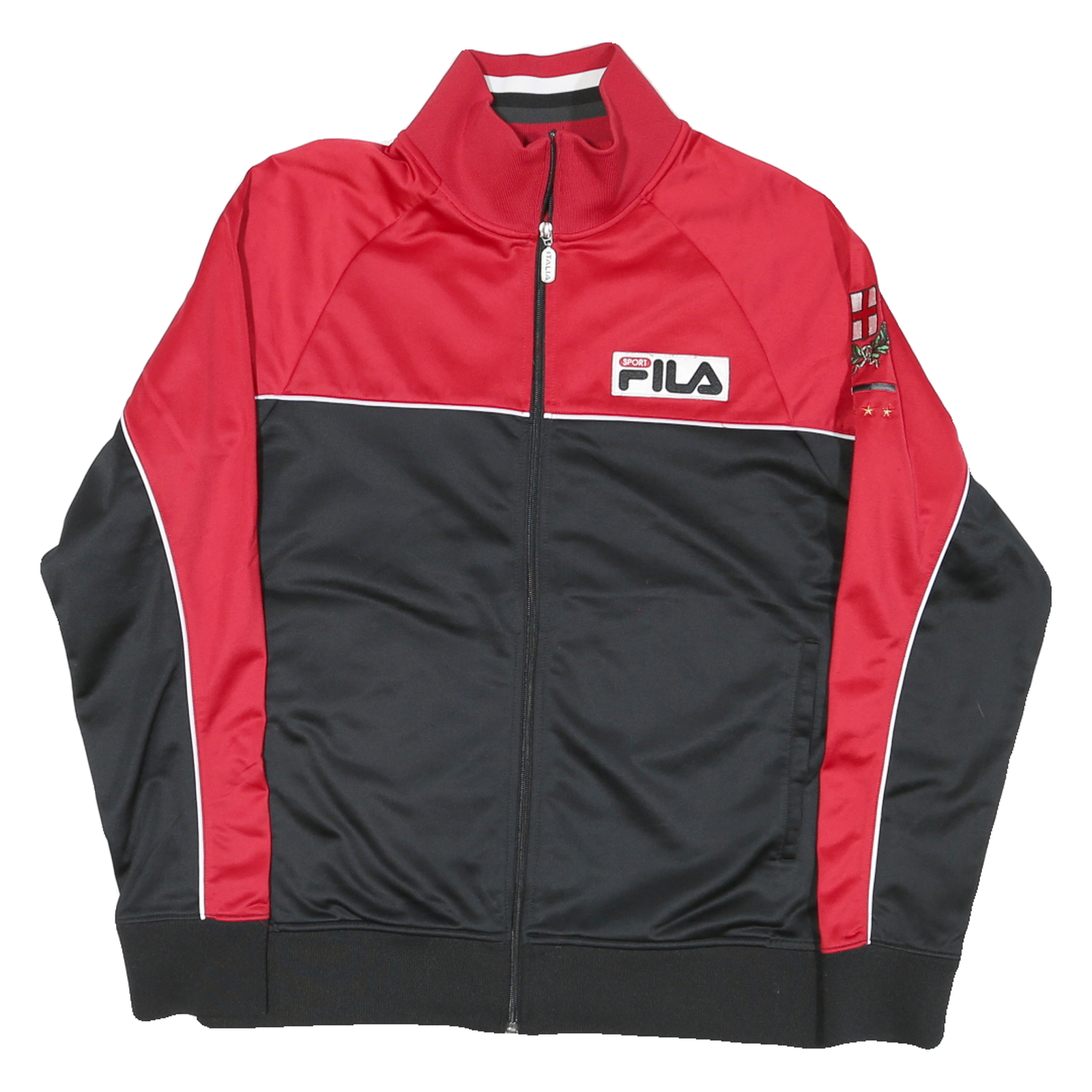 FILA Mens Red & Black Italia Zip Jacket M Polyester Blend Sport Casual