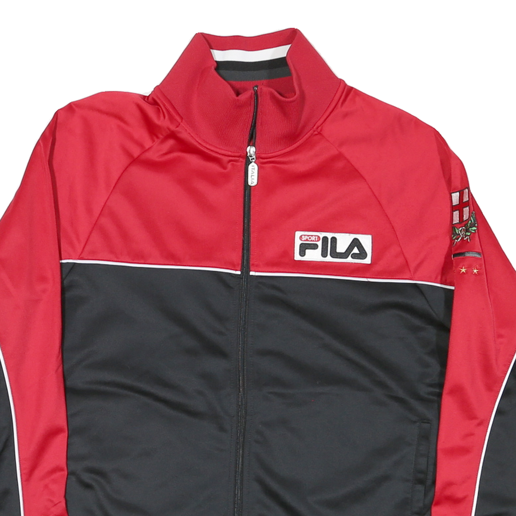 FILA Mens Red & Black Italia Zip Jacket M Polyester Blend Sport Casual