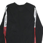 TOMMY JEANS Mens Black Crew Neck Long Sleeve T-Shirt S Logo Stripe