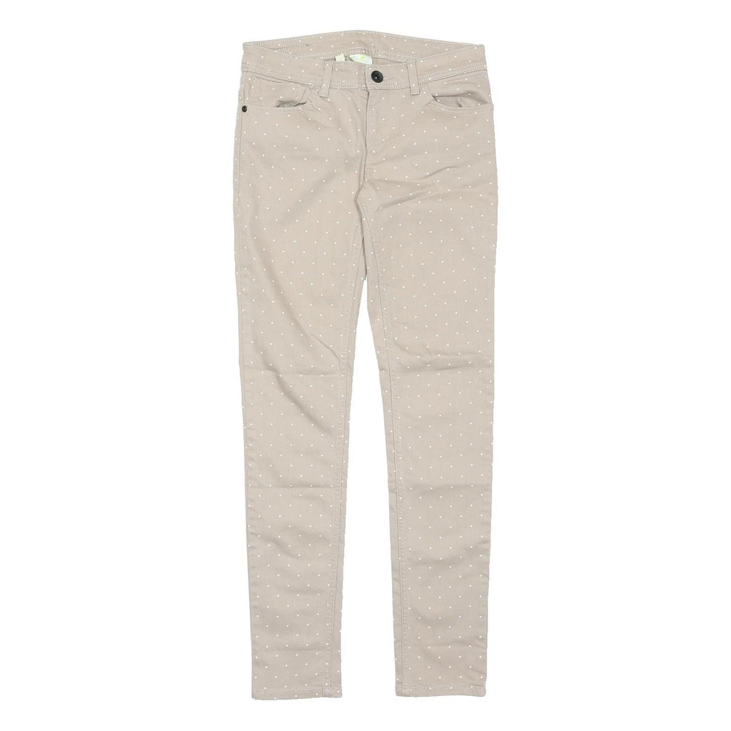 ADIDAS NEO Womens Cotton Blend Beige Slim Skinny Trousers W27 L32 Polka Dot