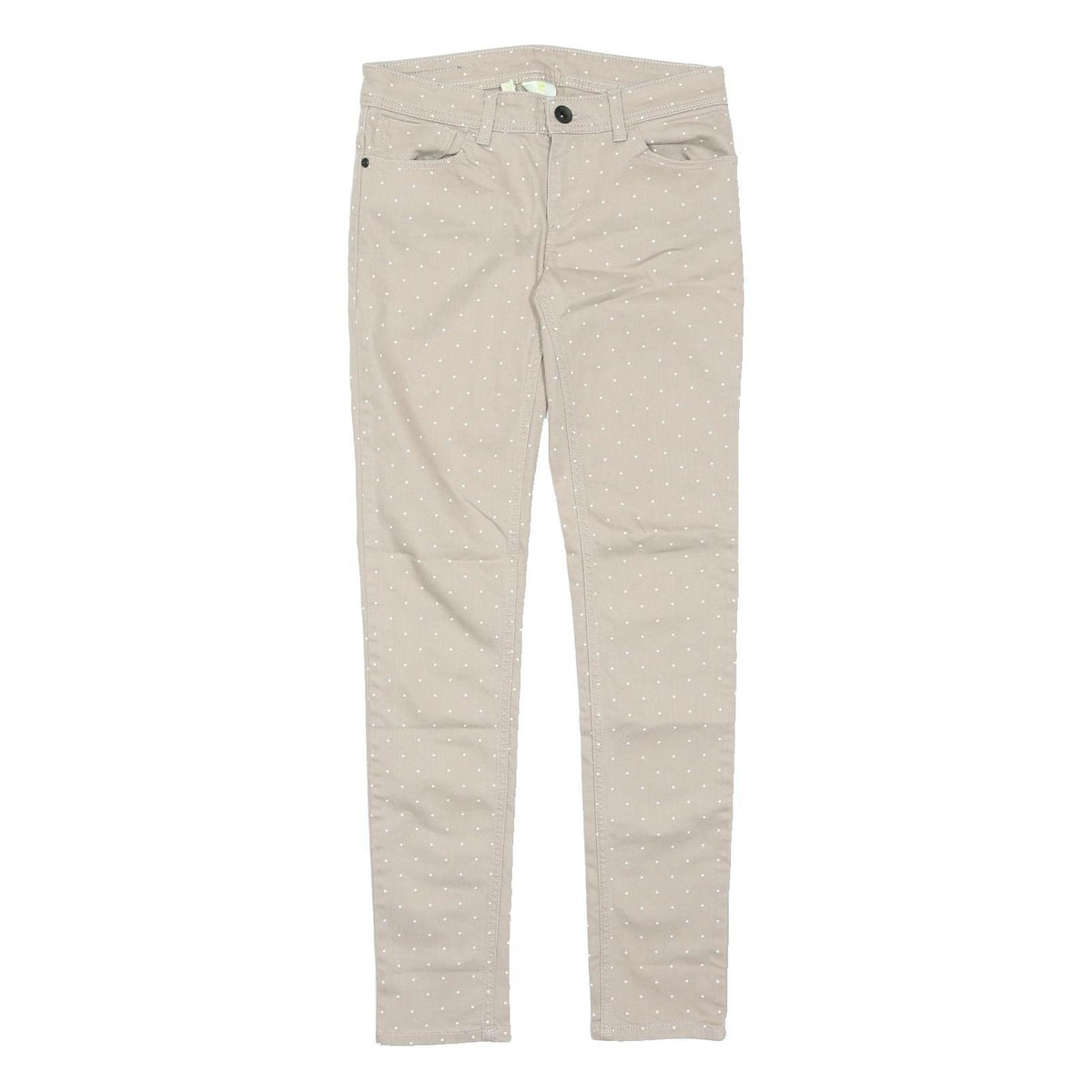 ADIDAS NEO Womens Cotton Blend Beige Slim Skinny Trousers W27 L32 Polka Dot