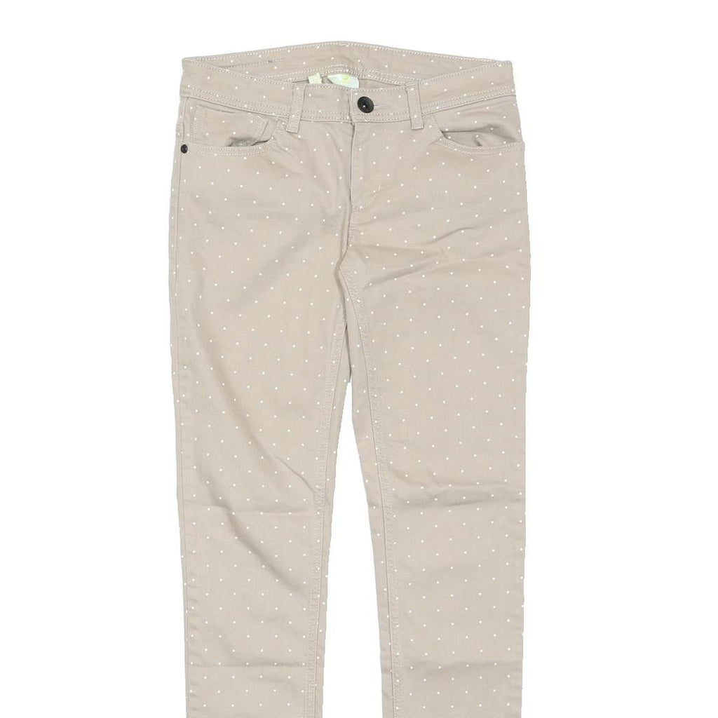 ADIDAS NEO Womens Cotton Blend Beige Slim Skinny Trousers W27 L32 Polka Dot