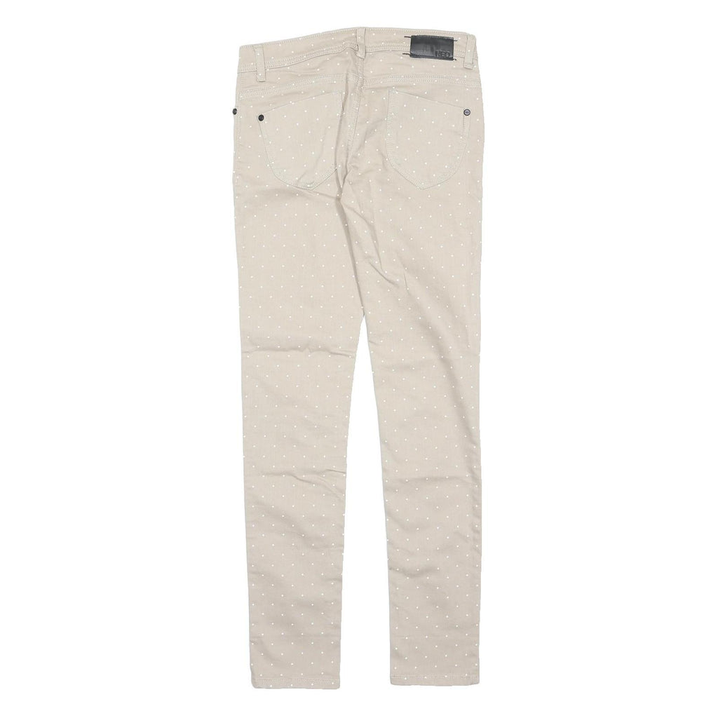 ADIDAS NEO Womens Cotton Blend Beige Slim Skinny Trousers W27 L32 Polka Dot