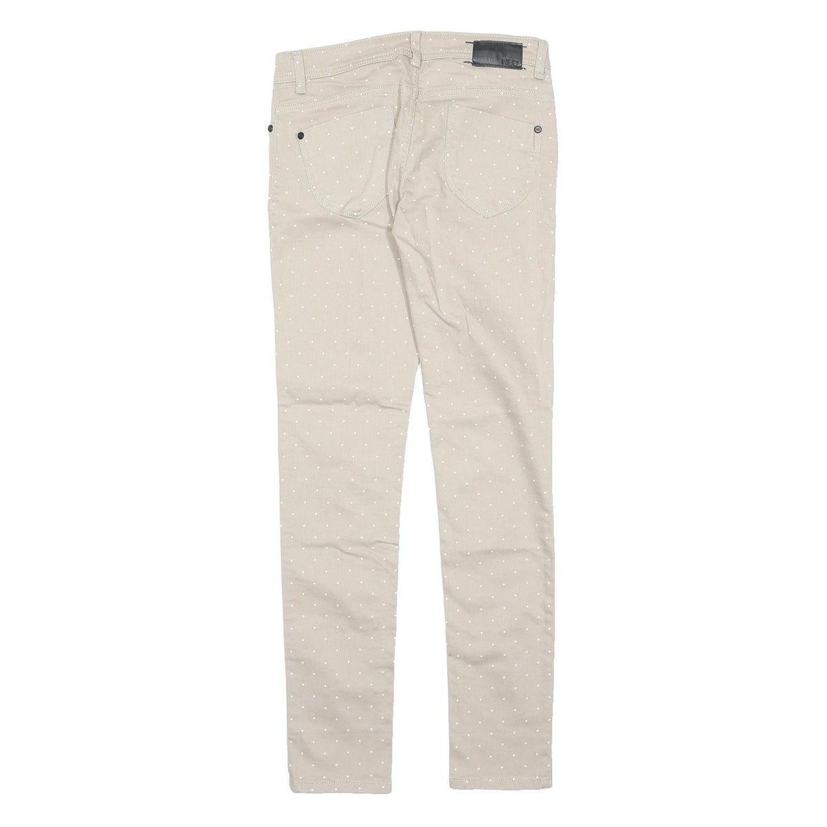 ADIDAS NEO Womens Cotton Blend Beige Slim Skinny Trousers W27 L32 Polka Dot