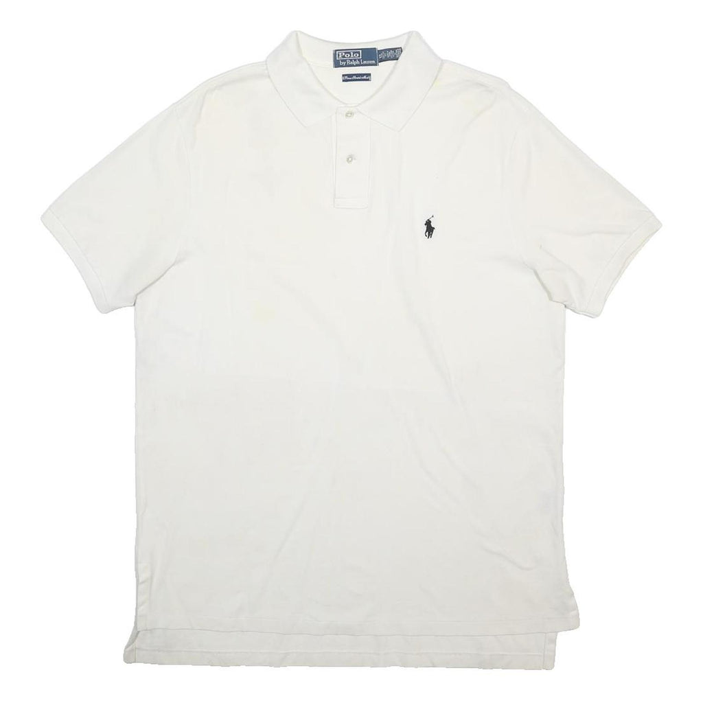 POLO RALPH LAUREN Mens White Polo Shirt XL Cotton Blend Short Sleeve Plain