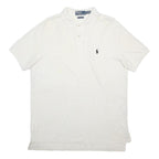 POLO RALPH LAUREN Mens White Polo Shirt XL Cotton Blend Short Sleeve Plain