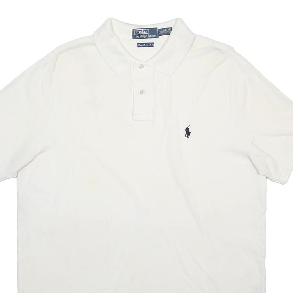 POLO RALPH LAUREN Mens White Polo Shirt XL Cotton Blend Short Sleeve Plain