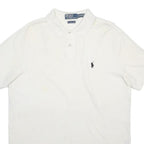 POLO RALPH LAUREN Mens White Polo Shirt XL Cotton Blend Short Sleeve Plain